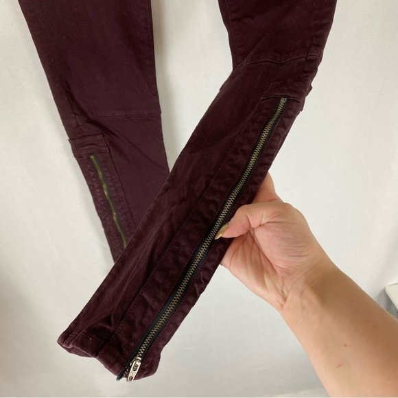 Rag & Bone Burgundy Devi Ankle Zip Skinny Jean Size 25 - Picture 5 of 13